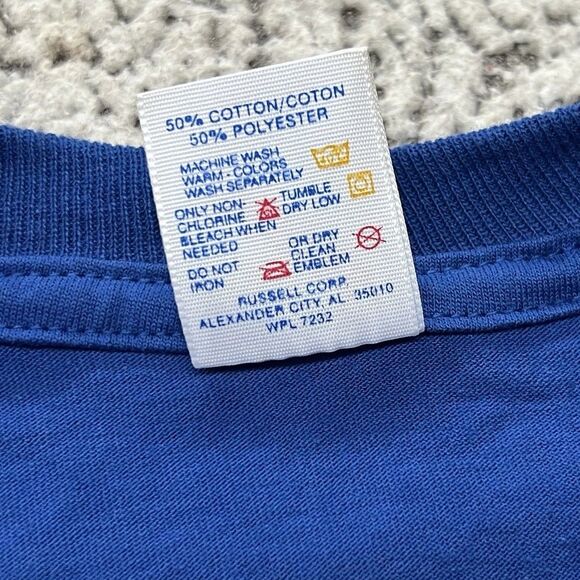 VTG 90s BMW Racing Shirt Mens XL Blue #42 Embroidered Patch Logo Jerzees USA - Picture 4 of 9